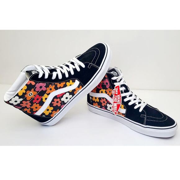 VANS SK8-HI Flower Black Suede Multicolor Canvas High Top Shoe Sneakers Men's 11 - Picture 5 of 9